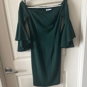 Calvin Klein Dark Green Flared Sleeve Dress